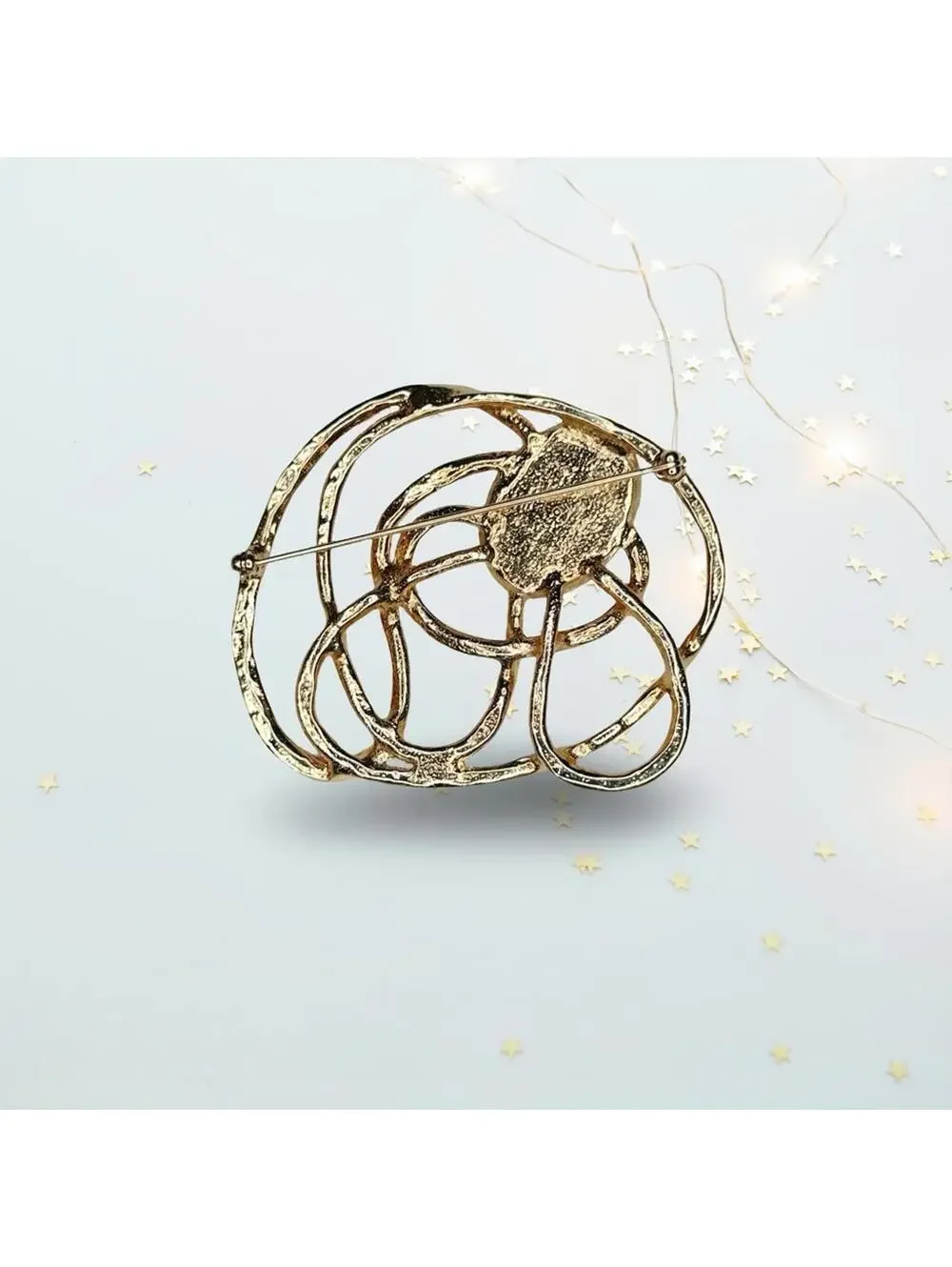 247. Goldtone and Purple Vintage Abstract Brooch